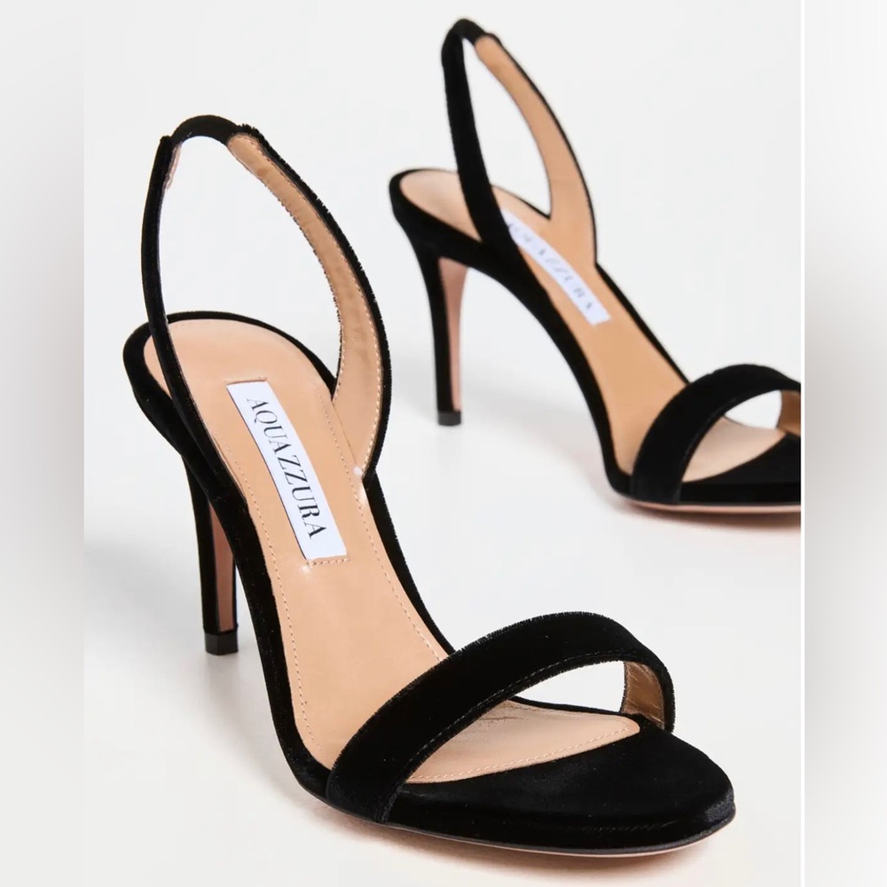 Like new Aquazzura 85mm So Nude Sandals Black Velvet 36 $695